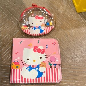 Sanrio Hello Kitty Pink Vinyl Wallet and Clear Coin Purse Set